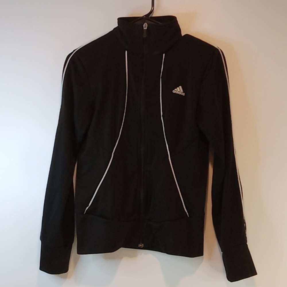 Adidas Full Zip Track Jacket Lightweight Coat Women's Sz Small Black EUC NICE!
